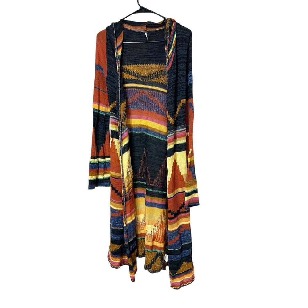 Free People Aztec Pueblo Yarn Lima Bell Sleeve Duster Cardigan Size M